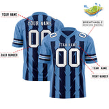 Custom Navy Light Blue Personalized Razr Stripe Graffiti Pattern Authentic Football Jersey