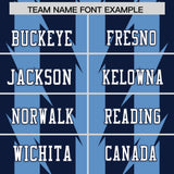 Custom Navy Light Blue Personalized Razr Stripe Graffiti Pattern Authentic Football Jersey