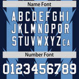 Custom Navy Light Blue Personalized Razr Stripe Graffiti Pattern Authentic Football Jersey