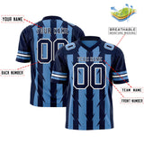 Custom Light Blue Navy Personalized Razr Stripe Graffiti Pattern Authentic Football Jersey