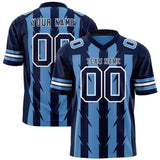 Custom Light Blue Navy Personalized Razr Stripe Graffiti Pattern Authentic Football Jersey