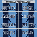 Custom Light Blue Navy Personalized Razr Stripe Graffiti Pattern Authentic Football Jersey
