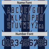 Custom Light Blue Navy Personalized Razr Stripe Graffiti Pattern Authentic Football Jersey