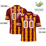Custom Yellow Crimson Personalized Razr Stripe Graffiti Pattern Authentic Football Jersey