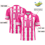 Custom White Pink Personalized Razr Stripe Graffiti Pattern Authentic Football Jersey