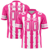 Custom White Pink Personalized Razr Stripe Graffiti Pattern Authentic Football Jersey