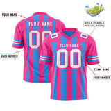 Custom Powder Blue Pink Personalized Razr Stripe Graffiti Pattern Authentic Football Jersey