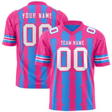 Custom Powder Blue Pink Personalized Razr Stripe Graffiti Pattern Authentic Football Jersey