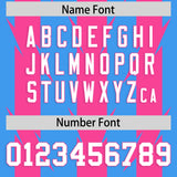 Custom Powder Blue Pink Personalized Razr Stripe Graffiti Pattern Authentic Football Jersey