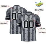 Custom Gray Dark Gray Personalized Razr Stripe Graffiti Pattern Authentic Football Jersey