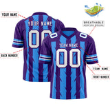 Custom Powder Blue Purple Personalized Razr Stripe Graffiti Pattern Authentic Football Jersey