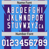 Custom Powder Blue Purple Personalized Razr Stripe Graffiti Pattern Authentic Football Jersey