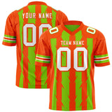 Custom Neon Green Orange Personalized Razr Stripe Graffiti Pattern Authentic Football Jersey