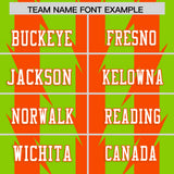 Custom Neon Green Orange Personalized Razr Stripe Graffiti Pattern Authentic Football Jersey