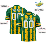 Custom Gold Kelly Green Personalized Razr Stripe Graffiti Pattern Authentic Football Jersey