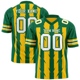Custom Gold Kelly Green Personalized Razr Stripe Graffiti Pattern Authentic Football Jersey