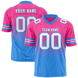 Custom Pink Powder Blue Gradient Fashion Outdoor Authentic Football Jersey