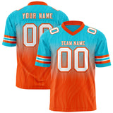 Custom Sky Blue Orange Gradient Fashion Outdoor Authentic Football Jersey