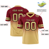Custom Crimson and Khaki Gradient Fashion Outdoor Authentic Football Jersey