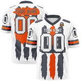 Custom White Dark Gray and Orange Graffiti Pattern Practice Football Jerseys