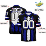 Custom Black Royal and White Graffiti Pattern Practice Football Jerseys