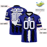 Custom Royal Black and White Graffiti Pattern Practice Football Jerseys