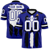 Custom Royal Black and White Graffiti Pattern Practice Football Jerseys