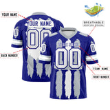 Custom Royal Silver and White Graffiti Pattern Practice Football Jerseys