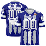 Custom Royal Silver and White Graffiti Pattern Practice Football Jerseys