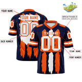 Custom Navy Orange and White Graffiti Pattern Practice Football Jerseys