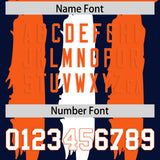 Custom Navy Orange and White Graffiti Pattern Practice Football Jerseys