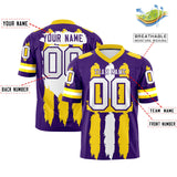 Custom Purple Gold and White Graffiti Pattern Practice Football Jerseys