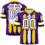 Custom Purple Gold and White Graffiti Pattern Practice Football Jerseys