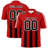 Custom Red Black Vertical Fine Stripe Gradient Fashion Personalized Team Football Jersey