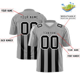 Custom Gray Black Vertical Fine Stripe Gradient Fashion Personalized Team Football Jersey