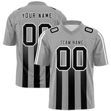 Custom Gray Black Vertical Fine Stripe Gradient Fashion Personalized Team Football Jersey