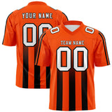 Custom Orange Black Vertical Fine Stripe Gradient Fashion Personalized Team Football Jersey