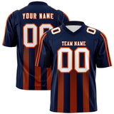 Custom Navy Orange Vertical Fine Stripe Gradient Fashion Personalized Team Football Jersey