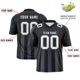 Custom Black Dark Gray Vertical Fine Stripe Gradient Fashion Personalized Team Football Jersey