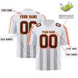 Custom White Gray Vertical Fine Stripe Gradient Fashion Personalized Team Football Jersey