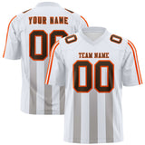 Custom White Gray Vertical Fine Stripe Gradient Fashion Personalized Team Football Jersey