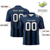 Custom Navy Black Vertical Fine Stripe Gradient Fashion Personalized Team Football Jersey