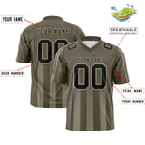 Custom Olive Camel Vertical Fine Stripe Gradient Fashion Personalized Team Football Jersey