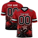 Custom Red Black Personalized Star Gradient Authentic Football Jersey