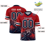 Custom Red Navy Personalized Star Gradient Authentic Football Jersey