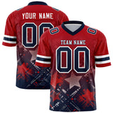 Custom Red Navy Personalized Star Gradient Authentic Football Jersey