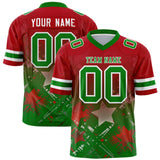 Custom Red Kelly Green Personalized Star Gradient Authentic Football Jersey