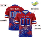 Custom Red Royal Personalized Star Gradient Authentic Football Jersey
