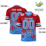Custom Red Light Blue Personalized Star Gradient Authentic Football Jersey