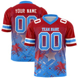 Custom Red Light Blue Personalized Star Gradient Authentic Football Jersey